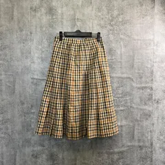 【k-227】DAKS DC チェックスカート レディース DAKS ENGLAND タック入りスカート ベージュチェック 日本製 大きめサイズ66 膝丈スカート レディース 古着