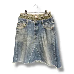 les Briqu'a Braque レブリカブラック リメイクデニムスカート リーバイス501XX 山瀬公子 ひざ丈 ボタンフライ 台型スカート レディース サイズM ブルー 春 久喜倉庫店 22 No.K1660Y