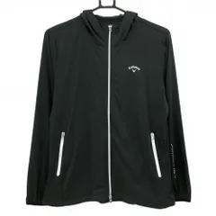 【超美品】キャロウェイ フード付ジャケット 黒 ロゴ白 薄手  レディース L ゴルフウェア Callaway