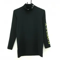 【超美品】オークリー ハイネックインナーシャツ 黒×ライトグリーン 袖ロゴ 後ろ上部メッシュ調 レディース M ゴルフウェア Oakley