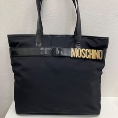 美品✨】モスキーノ ナイロン トートバッグ ロゴ金具 ネイビー 肩掛可