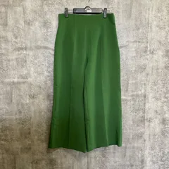 【k-228】ZARA ワイドパンツ M グリーン レディース ワイドシルエット スラックス ハイウエスト カラーパンツ 春夏 秋 ボトムス ザラ カジュアル