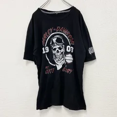 古着 used　HARLEY DAVIDSON　ハーレーダビッドソン　半袖プリントTシャツ　スカル　黒　ブラック