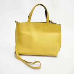 VIOLAd'ORO 2way レザー ショルダーバッグ トートバッグ イエロー レディース ヴィオラドーロ【中古】6-0101G∞
