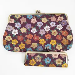 AYANOKOJI あやの小路 6寸がま口平ポーチ 椿 紫紺 印鑑ケースセット 小物入れ ポーチ パープル マルチカラー レディース【中古】6-0110G∞