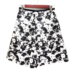 ボールジー BALLSEY トゥモローランド スカート フレア ひざ丈 総柄 36 黒 ブラック ベージュ /RT