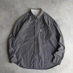 00s/Columbia/コロンビア/長袖シャツ/フランネル生地/BD/ボタンダウン/ギンガムチェック/小格子柄/片側ポケット/ロゴタブ/ネイビー/紺/jmaple