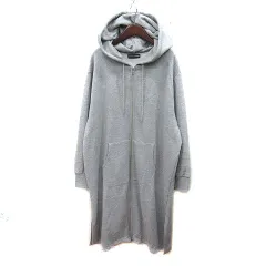 ロデオクラウンズ Rodeo Crowns スウェットワンピース ロング オーバーサイズ フード ジップアップ バックプリント 長袖 F グレー 黒 ブラック /MS