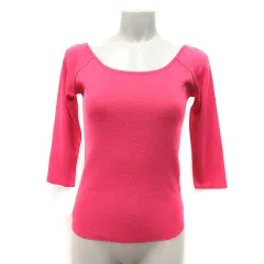ピンキー&ダイアン ピンダイ PINKY&DIANNE ニット カットソー 麻混 リネン混 七分袖 38 ビビッドピンク /MS