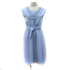 プロポーション ボディドレッシング PROPORTION BODY DRESSING ワンピース ひざ丈 ノースリーブ 刺繍 2 M 水色 /YI