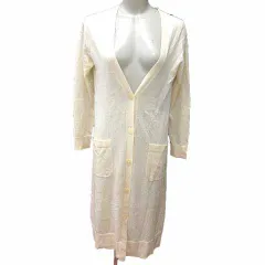 アンタイトル UNTITLED ロングカーディガン ニット Vネック 長袖 ウール 2 M アイボリー 白 ホワイト /YK