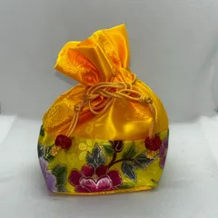 07 ミニ巾着 和柄 山吹色（ゴールドイエロー） 小物入れ 巾着袋 お守り袋 アクセサリー袋 和柄・韓国風デザインポーチ