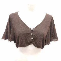 ハロッズ Harrods カーディガン ボレロ ニット 半袖 茶 ブラウン /YK