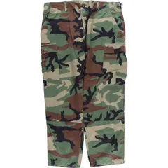 古着 90年代 米軍実品 迷彩柄 ウッドランドカモ リップストップ ミリタリー カーゴパンツ コンバットパンツ USA製 LARGE-SHORT/eaa619803