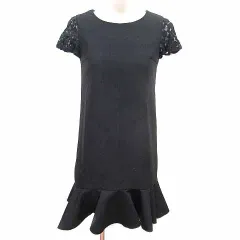 カエン kaene ワンピース マーメイド ミニ チュール レース 半袖 2 M 黒 ブラック /YK