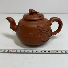 中国美術　在銘　朱泥急須H 幅約16㎝　東S8-0311①