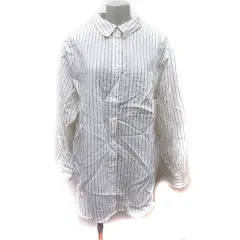 ディスコート Discoat シャツワンピース ミニ ストライプ 長袖 M 白 ホワイト /YI