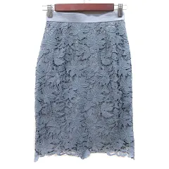 アプワイザーリッシェ Apuweiser-riche タイトスカート ミモレ ロング 総レース 0 XS ブルーグレー /YI