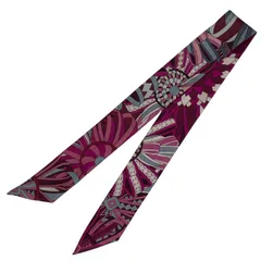 美品 HERMES エルメス ツイリー スカーフ シルク Les Flots du Cheval 馬への表彰 パープル