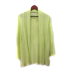 スーパービューティ Super Beauty カーディガン ニット トッパー リブ 長袖 42 XL 黄色 イエロー /YI