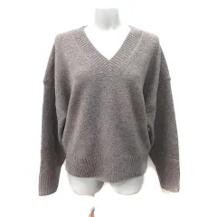 ザラ ZARA ニット セーター 長袖 Vネック 茶 ブラウン /YI