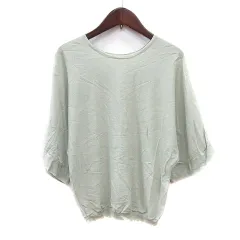 セゾンドパピヨン SAISON DE PAPILLON ニット カットソー 五分袖 M 緑 ライトグリーン /MN