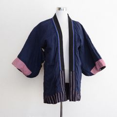 野良着 ジャパンヴィンテージ 昭和中期 木綿 縞模様 古布 ｜ハンドメイド・リメイク素材にも