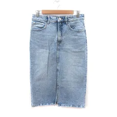 ザラ ZARA タイトスカート ロング デニム ウォッシュ加工 ダメージ加工 M 青 インディゴブルー /MS