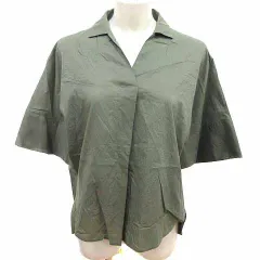ユナイテッドアローズ A DAY IN THE LIFE UNITED ARROWS シャツ ブラウス スキッパーカラー 五分袖 緑 グリーン /YK