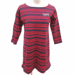 エックスガール x-girl ワンピース チュニック ボーダー 長袖 1 S 赤 レッド 紺 ネイビー /YK