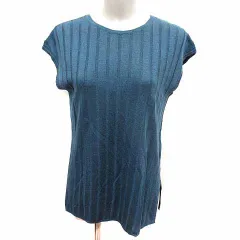 セオリー Theory ニット カットソー フレンチスリーブ 麻 リネン S 青 ブルー /YK