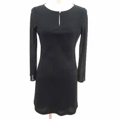 ナチュラルビューティーベーシック NATURAL BEAUTY BASIC ワンピース ミニ 長袖 M 黒 ブラック /YK