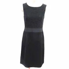 ダーマコレクション dama collection ワンピース ひざ丈 ドッキング 総レース ノースリーブ 9AR M 黒 ブラック /YK
