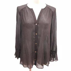 スローブ イエナ SLOBE IENA  ブラウス シャツ シアー 長袖 茶 ブラウン /YK