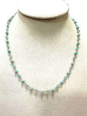 【中古】K10 　天然石MIX　ターコイズ　アクセサリー　ネックレス　グリーンブルー　10金アクセサリー＿セルモアから出品＿s-0149-r29