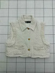 ◇ Θ ザラ ZARA 7484/027/712 ツイードベスト レディース Sサイズ ベージュ系 E  【1602240006966】