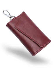 キーケース メンズ 本革 ６連 カードキーケース 鍵ケース 車 スマートキー対応 大容量 (ワインレッド) [ワインレッド]