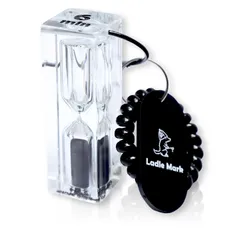 【Poco'ce掲載「6分SUNA時計」】 Ladle Mark ハイロ サンドタイマー サウナ ガラス 防水 砂時計 6分計 6min 自分だけの時間 おしゃれ サウナタイム 水風呂 耐熱性 軽量 携帯 割れにくい 12分計 防水タイマー サウ [ブラック]