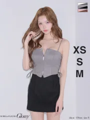 グレー×ブラック [GL4351]【ROBE de FLEURS Glossy/ローブドフルール グロッシー】レースアップ/ バイカラー/ セット/ キャバドレス/ ブリエ/ AngelR/ エンジェルアール