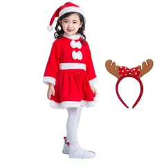 [COZENTA] サンタ 衣装 コスチューム キッズ 子供用 トナカイ カチューシャ クリスマス セット (女の子 140cm) [女の子] [140]