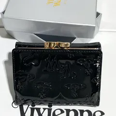 エナメル 三つ折り財布 ブラック×ゴールド