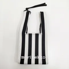 marimekko Knitted Mini Tote Merirosvo ストライプ ニットミニトート トートバッグ ホワイト ブラック レディース マリメッコ【中古】5-1014G♪