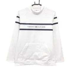 【超美品】トミーヒルフィガー 長袖ハイネックシャツ 白×ネイビー 胸・袖ライン  レディース LL ゴルフウェア Tommy Hilfiger Golf