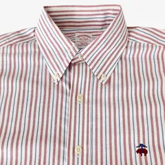 【M】Brooks Brothers（ブルックスブラザーズ）ポロカラーBD(ボタンダウン)シャツ ストライプ/ Regular Fit / Non-Iron / Supima Cotton 100% Oxford(オックスフォード) ポケットなし メンズL相当