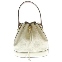 TORY BURCH (トリー バーチ) Tモノグラム 2WAY バケットバッグ ショルダーバッグ ホワイト/ブラウン レディース
