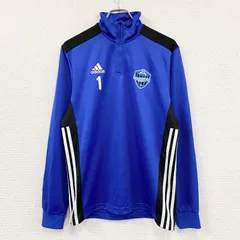 古着 used　adidas　アディダス　ハーフジップトラックジャケット/ジャージ　パフォーマンスロゴ　デカロゴ　青　ブルー　Oサイズ