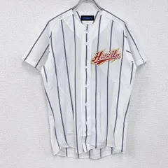 古着 used　MIZUNO　ミズノ　半袖シャツ　ユニフォームシャツ　野球　ストライプ　白　ホワイト　Lサイズ