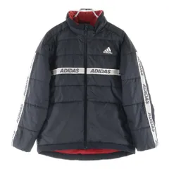 adidas (アディダス) ロゴプリント 中綿 ジップアップ ジャケット ブラック キッズ