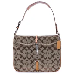 COACH (コーチ) ハンドバッグ ワンショルダーバッグ ミニバッグ ベージュ ブラウン レザー×キャンバス シルバー金具