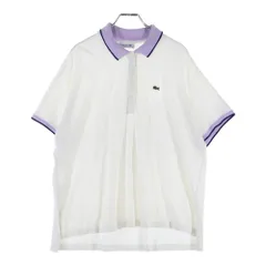 LACOSTE (ラコステ) ロゴワッペン付 バイカラー半袖ポロシャツ ホワイト/パープル
